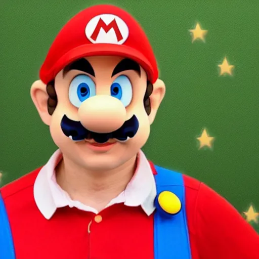 Prompt: a person who looks a lot like mario