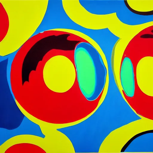 Image similar to pop art painting of two bubble sensual