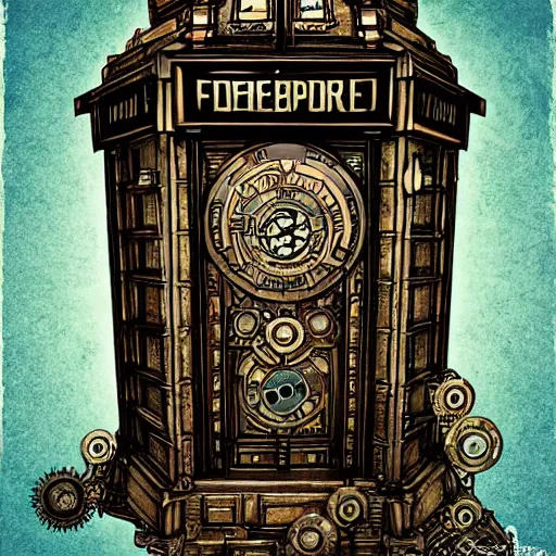 Image similar to an intricate steampunk tardis trending on artstation : : 3 an incredible ink illustration : : 4