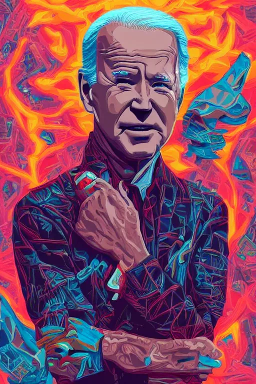 Image similar to joe biden contemplates the future, tristan eaton, victo ngai, artgerm, rhads, ross draws