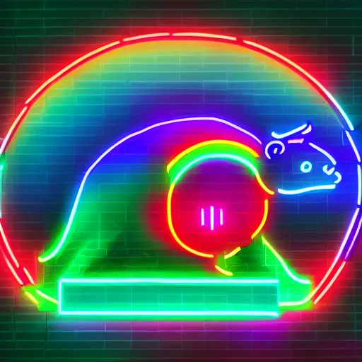 Image similar to cyberpunk hamster made of glowing rainbow neon lights, 8 k, hd