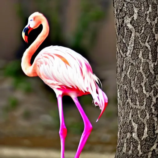 Image similar to a flamingo - cat - hybrid with a beak, animal photography, wildlife photo