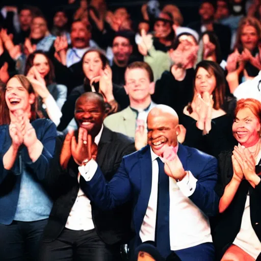 Image similar to an audience clapping, each member of the audience is terry crews