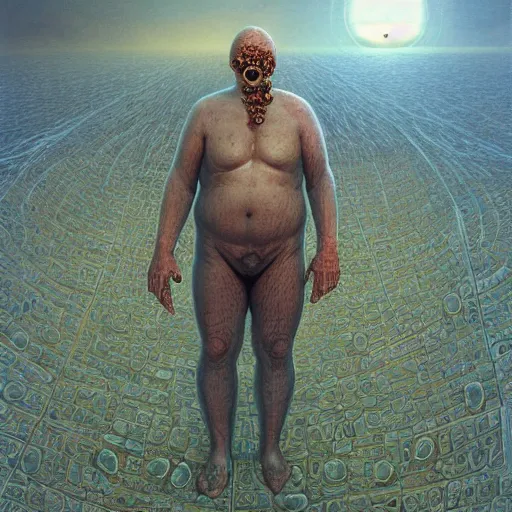 Image similar to paul blart as an entire planet, highly detailed, environment art, body horror, biopunk, by zdzisław beksinski, peter gric, marco mazzoni
