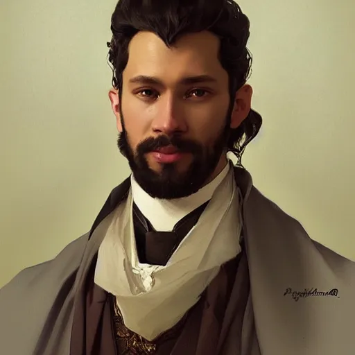 Image similar to portrait of pushkin! intricate, elegant, highly detailed, vision of holy perfection! smile, digital painting, artstation, concept art, smooth, sharp focus, illustration, art by artgerm and greg rutkowski and alphonse mucha