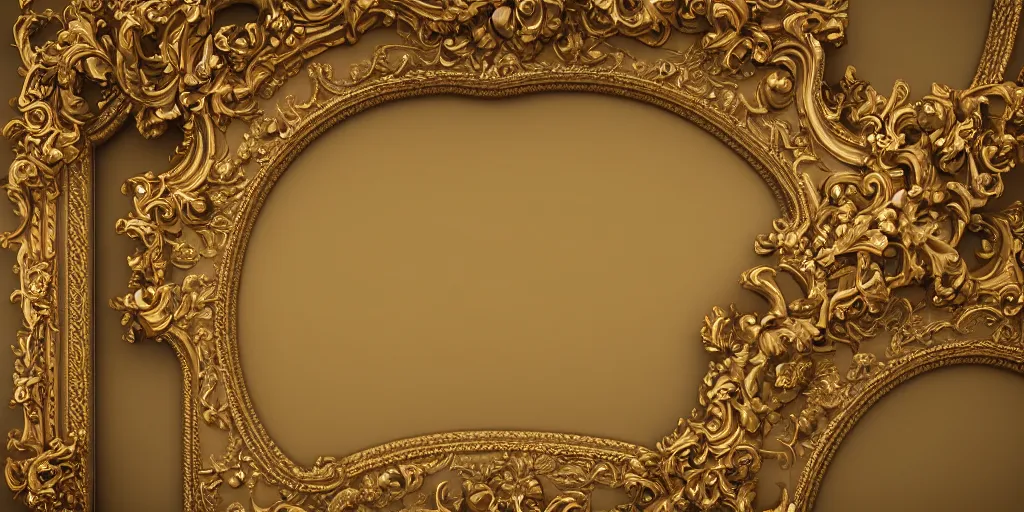 Prompt: 3 d octane render ultra photorealistic hyper detailed baroque picture frame