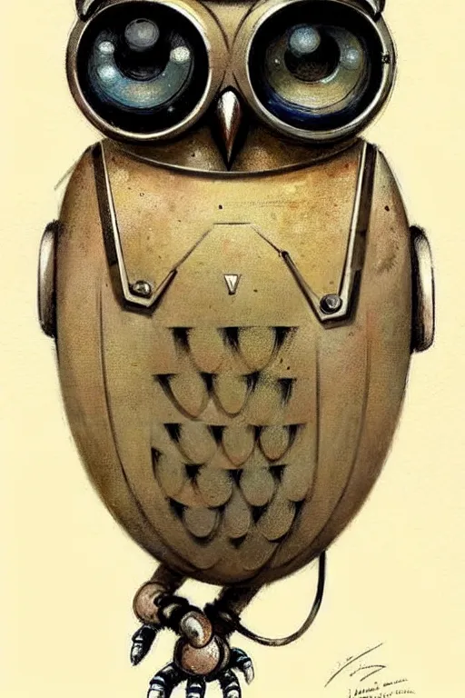 Image similar to (((((1950s retro robot owl . muted colors.))))) by Jean-Baptiste Monge !!!!!!!!!!!!!!!!!!!!!!!!!!!!!!