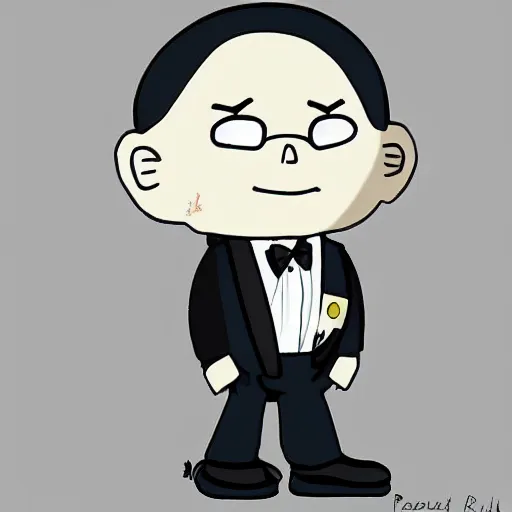 Image similar to portrait of shinchan wearing a tuxedo , reallistic, reallism, digital art, artstation HQ