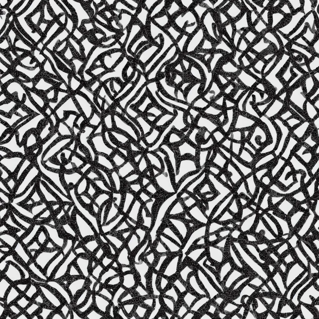 Prompt: black and white openwork geometric