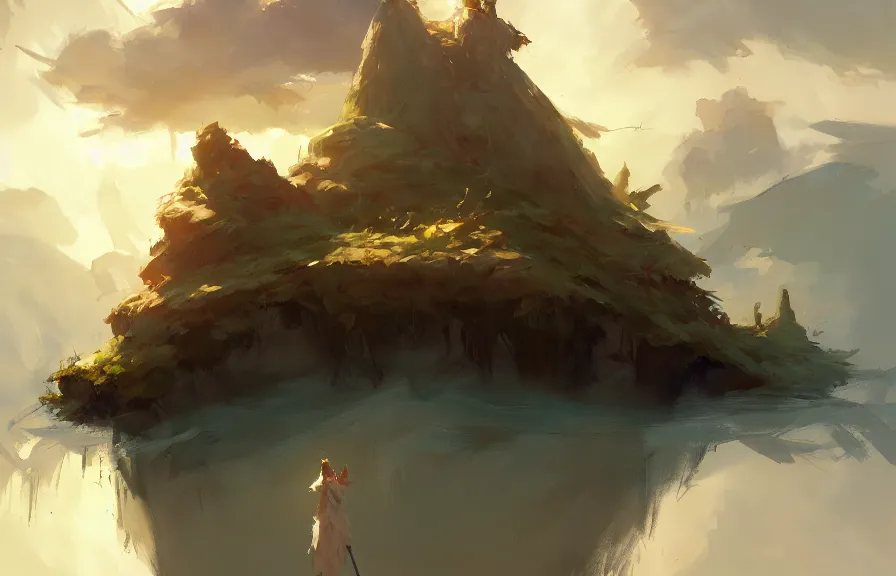 Image similar to greg manchess concept art of a the floating island dimension, key visual, ambient lighting, highly detailed, digital painting, artstation, concept art, sharp focus, by makoto shinkai and akihiko yoshida and hidari and wlop and greg rutkowski