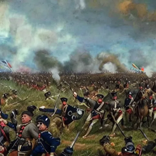 Prompt: gopro footage of the battle of waterloo, 4 k, highly detailed, video footage, gopro, pov
