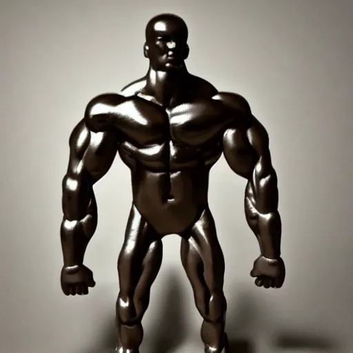 Prompt: bodybuilder made of pewter