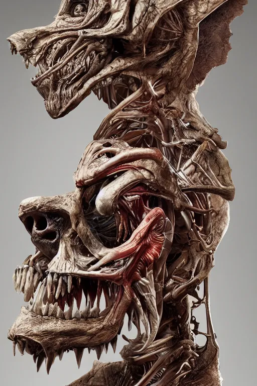 Image similar to Monster anatomy, Dom Qwek, John Howe, anatomical, highly detailed sculpture, intricate detailed, ommatidia, 8K, Cinematic Atmosphere, post-processing