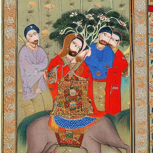 Image similar to a persian miniature painting, high detail, high quality