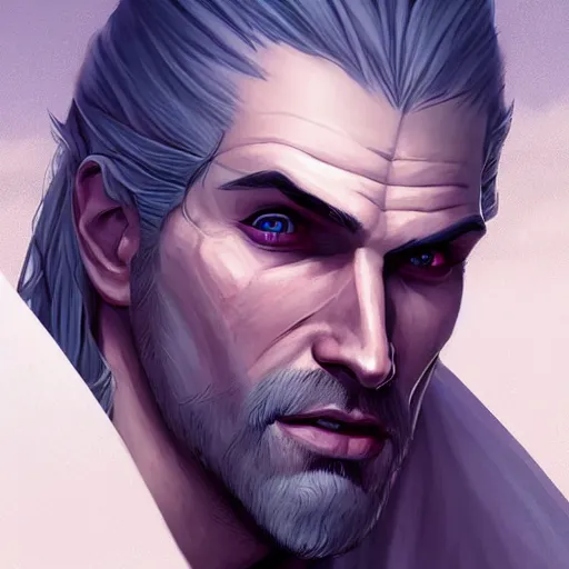 Prompt: a portrait of geralt of rivia, art by lois van baarle and loish and ross tran and rossdraws and sam yang and samdoesarts and artgerm and saruei and disney, digital art, highly detailed, intricate, sharp focus, trending on artstation hq, deviantart, unreal engine 5, 4 k uhd image