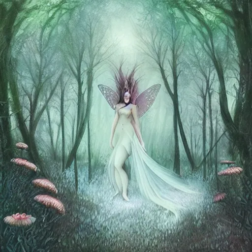 Image similar to “sensual fairy, highly detailed, painted, magical forest, by leesha hannigan”