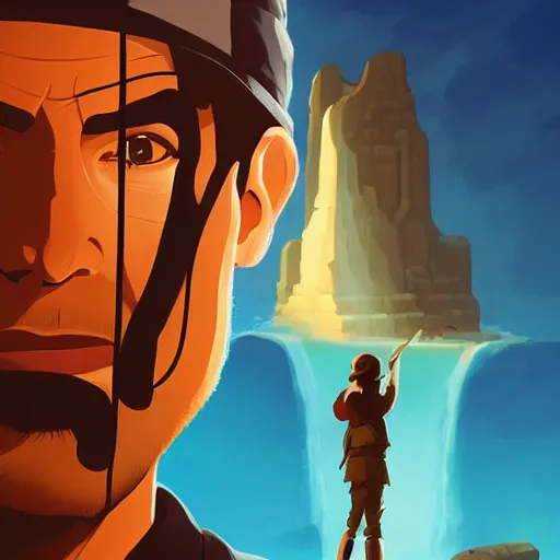 Image similar to face icon stylized minimalist raiders of the lost ark 1 9 8 1, loftis, cory behance hd by jesper ejsing, by rhads, makoto shinkai and lois van baarle, ilya kuvshinov, rossdraws global illumination