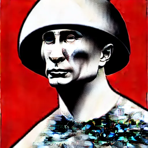 Image similar to vladimir putin wearing a nuclear mushroom cloud blast for a hat, cartoonish, ultra detailed pencil drawing, full perspective