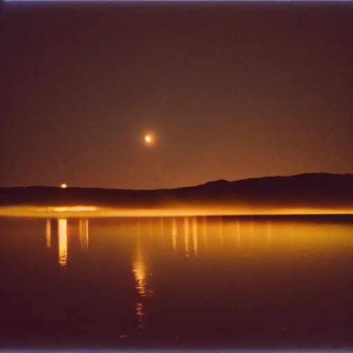 Prompt: photo, moonlit lake, 5 0 mm f / 1. 4, cinestill 8 0 0,