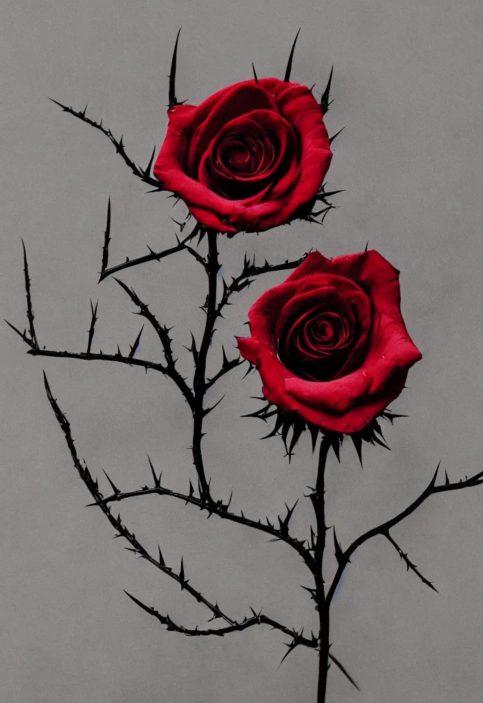 Image similar to a beautiful black rose with blood - stained thorns