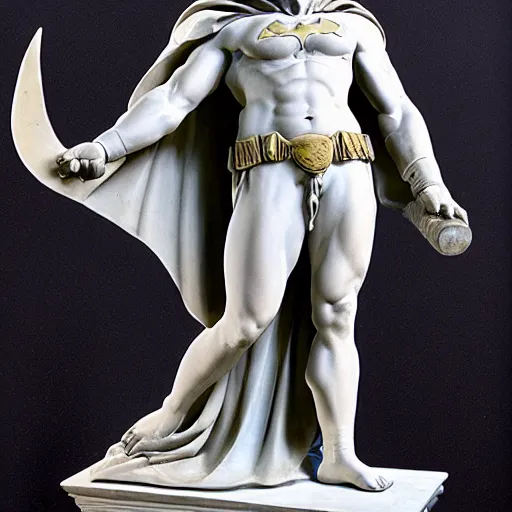 Image similar to greek sculpture of batman in marble,