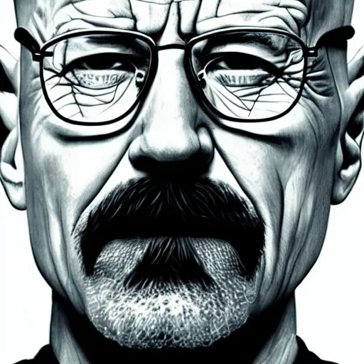 Prompt: a detailed portrait of walter white vaping, art illustration, incredibly highly detailed and realistic, 8 k, sharp focus