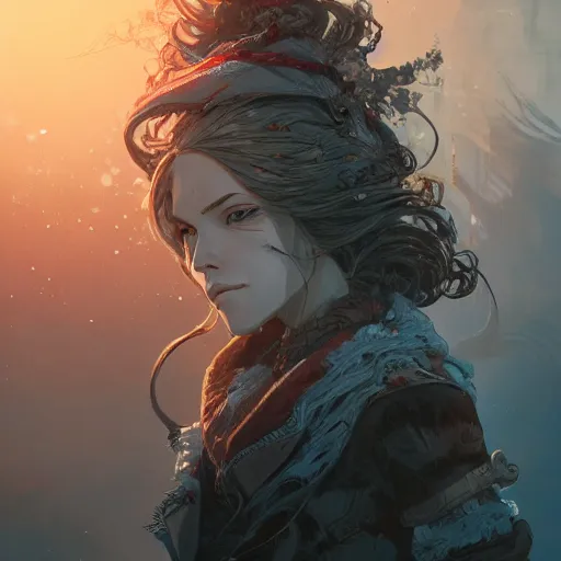 Prompt: highly detailed portrait of a pretty frostpunk necromancer lady with wavy blonde hair, by Dustin Nguyen, Akihiko Yoshida, Greg Tocchini, Greg Rutkowski, Cliff Chiang, 4k resolution