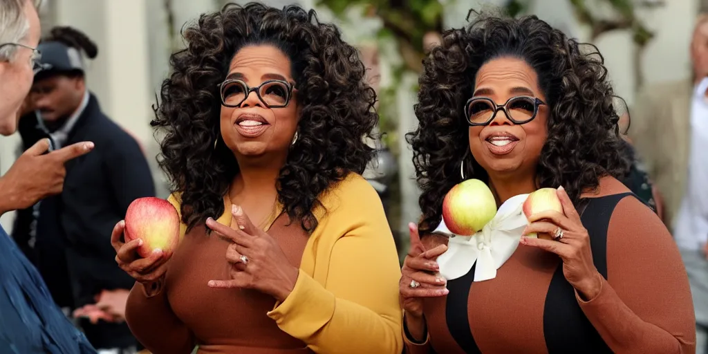 Prompt: oprah eating an apple