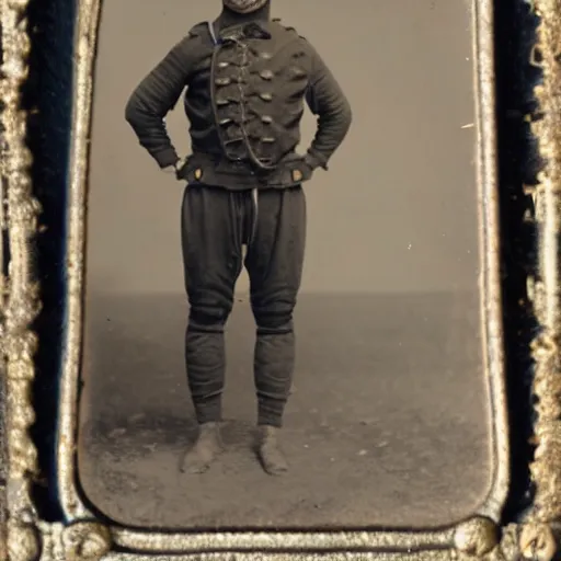 Image similar to tintype photo, antique diving suit