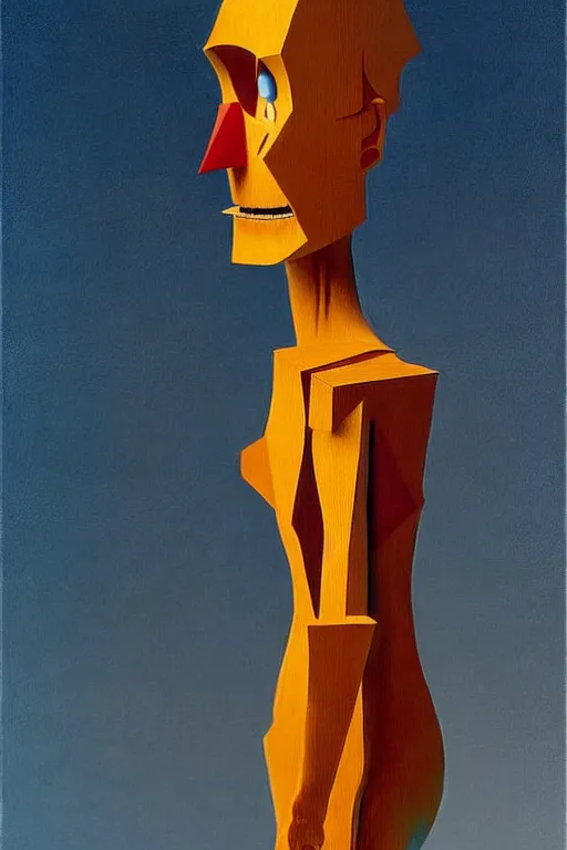 Image similar to a puppet made of wood, edward hopper and james gilleard zdzislaw beksisnski higly detailed