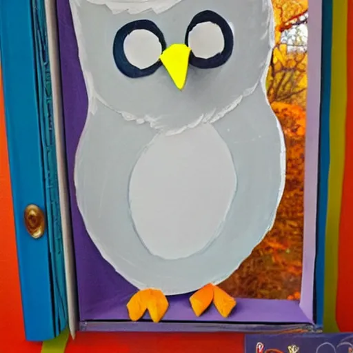 Prompt: children's book art, glowing white owl, in a windowsill