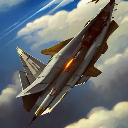Image similar to Mikoyan MiG-29 soaring in the clouds, highly detailed, digital painting, artstation, concept art, sharp focus, illustration, art by artgerm and greg rutkowski and alphonse mucha
