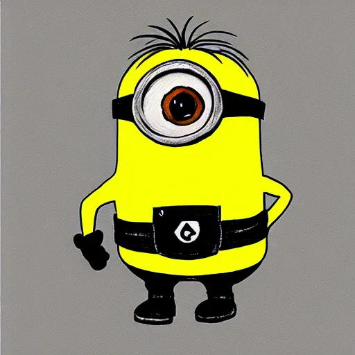 Prompt: hand drawn sketch of a minion