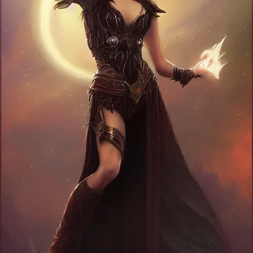 Prompt: natalie portman as a sorceress, artstation, boris vallejo, highly detailed