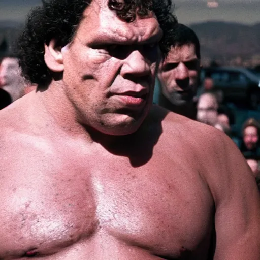 Image similar to Andre The Giant as The Punisher, cinematic, photorealistic, movie still, 8k