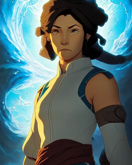 Prompt: avatar korra from the legend of korra, character portrait, portrait, close up, concept art, intricate details, highly detailed by greg rutkowski, michael whelan and gustave dore