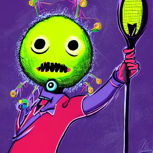 Image similar to snoop dogg tennis ball monster ,tennis ball, digital art, fantasy,chalk, magic, trending on artstation, ultra detailed, professional illustration by Basil Gogos