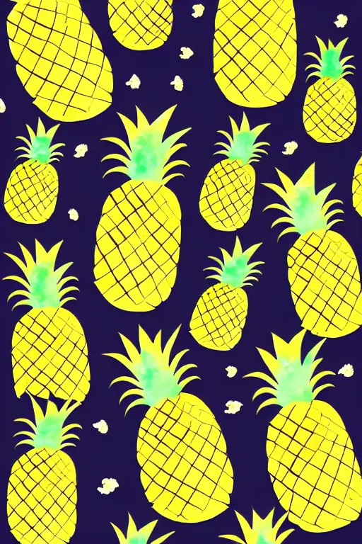 Image similar to minimalist watercolor art of a pineapple, illustration, vector art