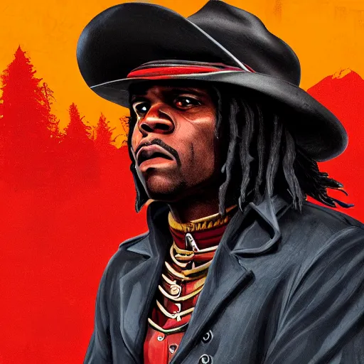 Image similar to Rapper Chief Keef In red dead redemption 2 digital art 4K quality super realistic