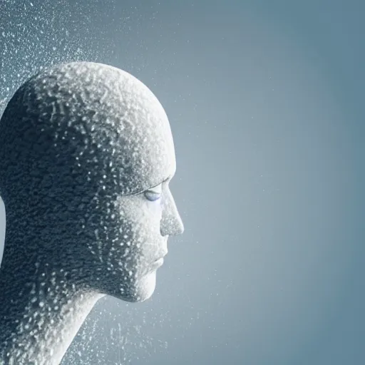 Image similar to a human head made of water, minimalist logo icon, white background, futuristic, glowing, hyper realistic, ray tracing, realistic water splashes, sharp focus, long shot, 8 k resolution