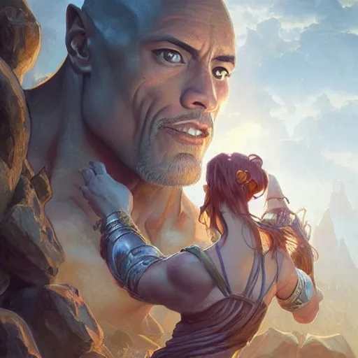 Image similar to the rock, deep focus, d & d, fantasy, intricate, elegant, highly detailed, digital painting, artstation, concept art, matte, sharp focus, illustration, hearthstone, art by artgerm and greg rutkowski and alphonse mucha