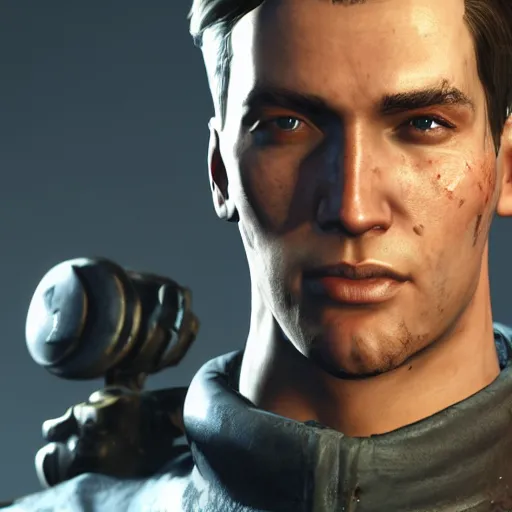 Prompt: a portrait of a very handsome young man, fallout 4,