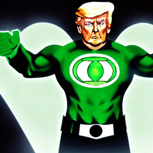 Image similar to Donald Trump as green lantern, concept art