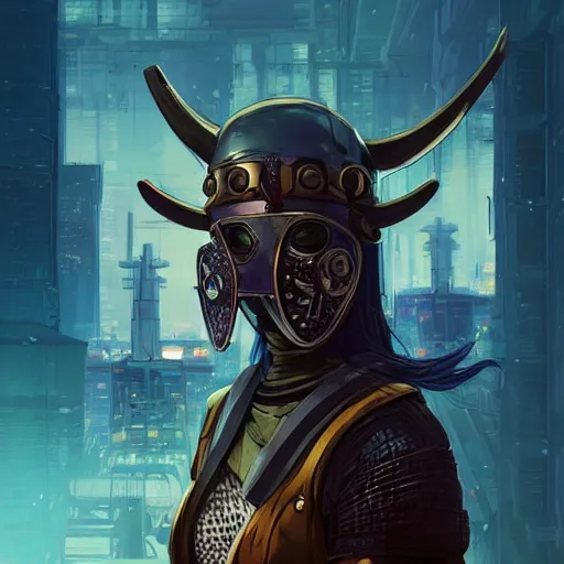 Image similar to cyberpunk viking helmet mask warrior goddess robot ninja fantasy, art gta 5 cover, official fanart behance hd artstation by jesper ejsing, by rhads, makoto shinkai and lois van baarle, ilya kuvshinov, ossdraws