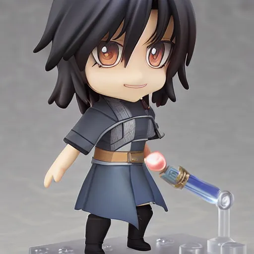 Image similar to face detailing wizard in the style of matte painting nendoroid and chibi, eyes in the style of nendoroid, middle close up, Julian ope, flat shading, 2D illustration, Swiss modernizm, ukiyoe style, pixer