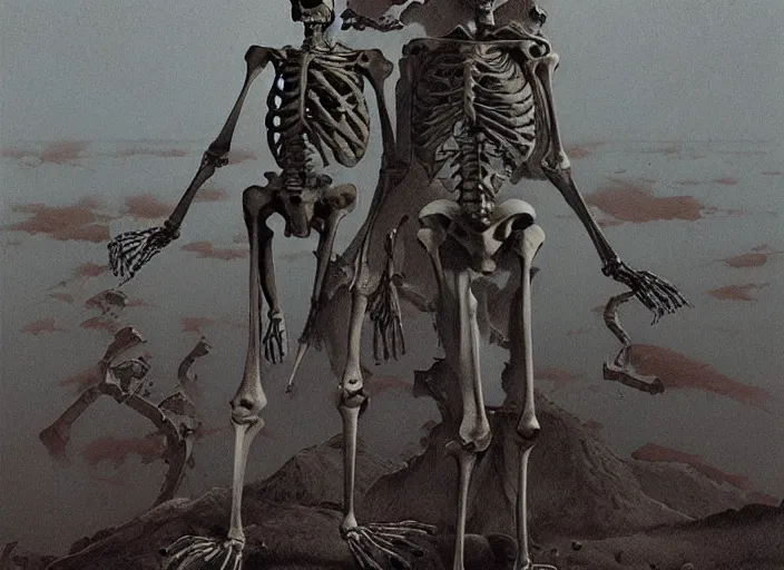 Image similar to skeleton, highly detailed, science fiction, Edward Hopper and James Gilleard, Zdzislaw Beksinski highly detailed