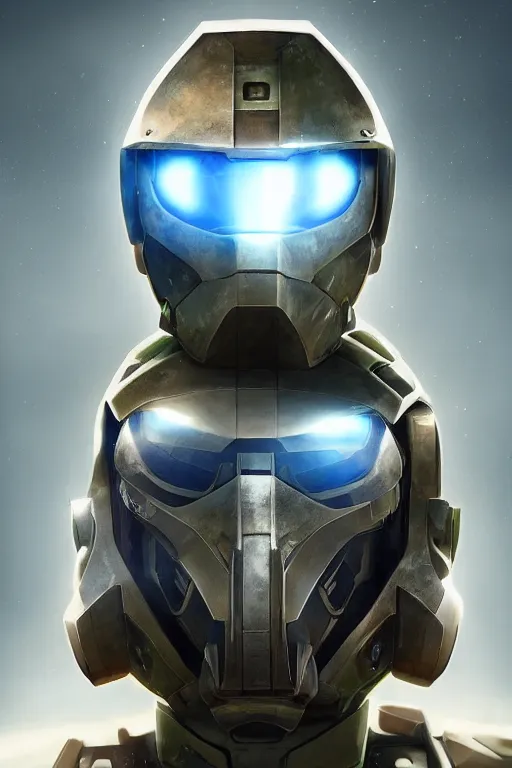 Image similar to robot ninja mask helmet halo master chief radiating a glowing aura global illumination ray tracing hdr fanart arstation by ian pesty and katarzyna da „ bek - chmiel