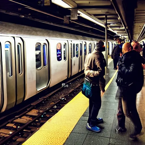 Prompt: people fight in new york city subway, hyper detailed, hd, 8 k,