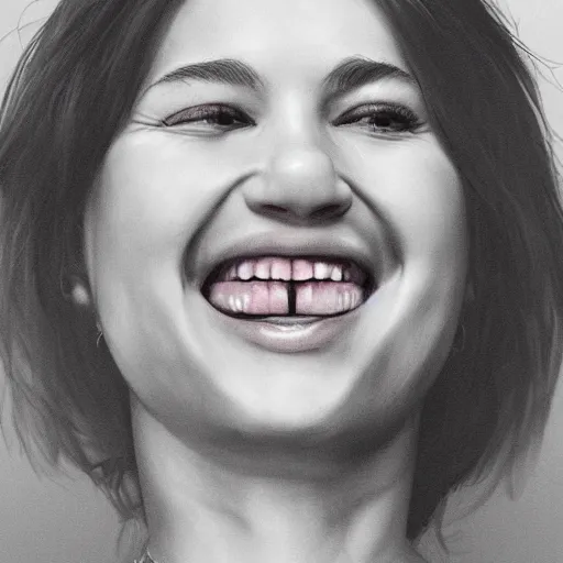 Image similar to a woman that successfully escaped her internal hell and looks genuinely happy, she would fit into most social situations and be seen as a good person. hyperrealism, trending on artstation.