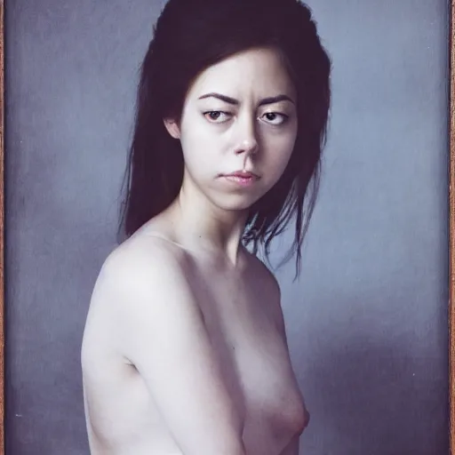 Prompt: a masterpiece portrait photo of a beautiful young woman who looks like a korean aubrey plaza